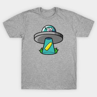 Corn-Loving Cow In A UFO T-Shirt